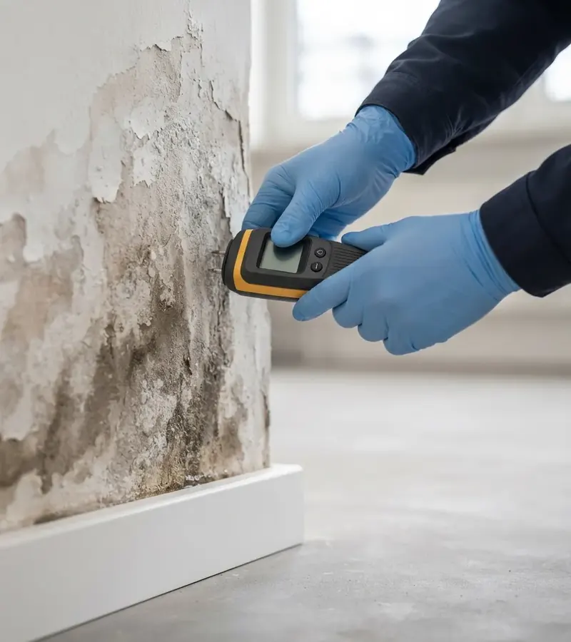 Muro con umidità di risalita e distacco dell'intonaco a Cuneo